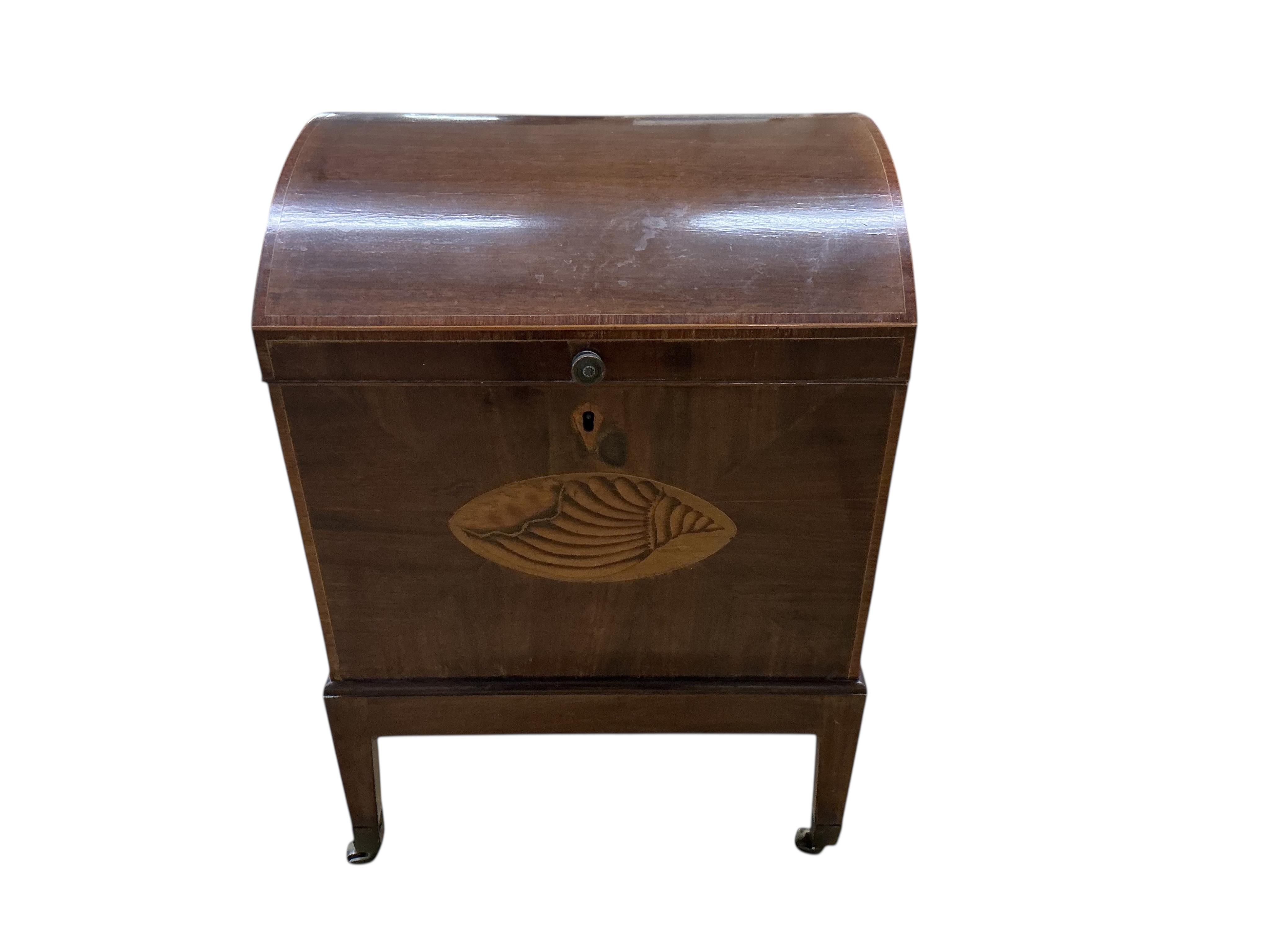 A George IV inlaid mahogany domed cellaret, width 42cm, depth 36cm, height 59cm